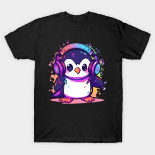 Cool Penguin With Headphones T-Shirt